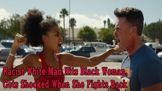 Racist White Man Hits Black Woman Gets Shocked When She Fights Back [upl. by Euhc]