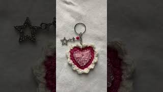 Crochet Heart keychain tutorial crochet shortsfeed shorts shortscraft [upl. by Helsie]