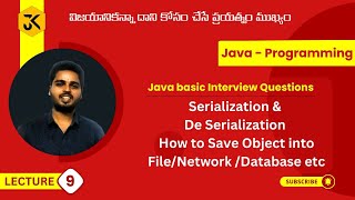 9  JAVA  Serialization amp De Serialization  How to Save Object into FileNetworkDatabase etc [upl. by Onairam980]