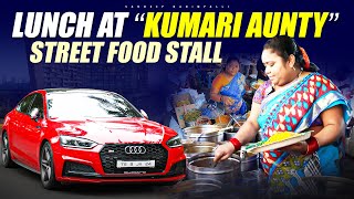 Lunch At quotKUMARI AUNTYquot Street Food Stall  Car Vlog  Champ  Sandeep Nadimpalli  Telugu [upl. by Eliath]