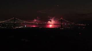 San Francisco Fireworks 2024 drone view from Alameda [upl. by Ddene978]