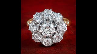 Antique Victorian Diamond Cluster Ring 25ct Total [upl. by Gorges472]