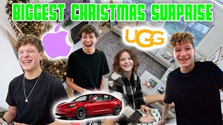 3 IPHONE 15S ADIDAS NIKE 3 PAIRS OF UGG SHOE AND A TESLA AN EPIC CHRISTMAS SURPRISE [upl. by Akinoj]