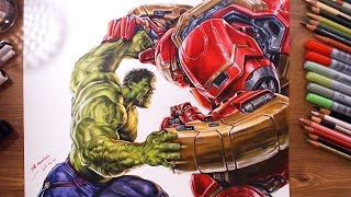 Avengers  Hulk vs HulkbusterVeronica  speed drawing  drawholic [upl. by Sandon]