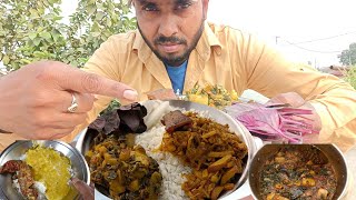 Spacial Pork Mutton Aalu Bhujiya Rice Salad Eating 😋 [upl. by Annabella]