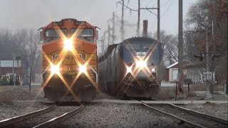 The most EPIC train race youll ever see Amtrak vs BNSF in Ottumwa IA 12914 [upl. by Ralleigh]