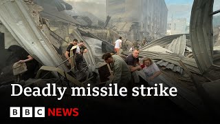 Russian missile strike hits Ukrainian city centre of Kramatorsk – BBC News [upl. by Edelstein]