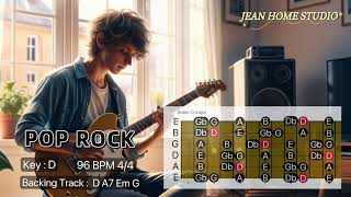 Guitar Backing Track Pop Rock in Scale D  D A7 Em G 96 BPM 44 [upl. by Yeldoow926]