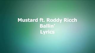 Mustard Ballin ft Roddy Ricch Clean Lyrics [upl. by Ardnauqal]