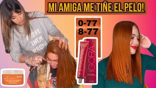 MI AMIGA ME TIÑE EL PELO DE COBRIZO 👩🏻‍🦰 IGORA ROYAL 077 Y 877 [upl. by Bobina]