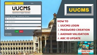 How to login on UUCMS Create Password Aadhar Validation amp ABC ID Update ಮಾಡುವುದು ಹೇಗೆ [upl. by Etteyniv]