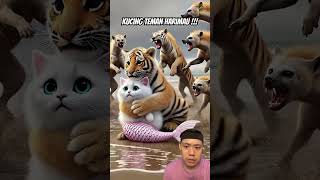 Kucing teman harimau animals tiger cat cartoon funny catvideos ai aicat cats [upl. by Solokin517]