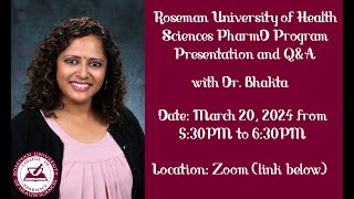 Roseman University PharmD Presentation with Dr Bhakta [upl. by Aliban789]