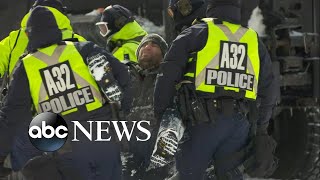 Canadian police crackdown on Ottawa protesters [upl. by Nies]