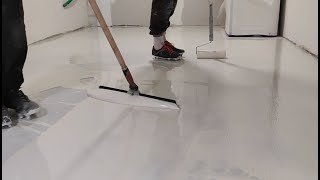 Résine de sol garage  pare vapeurs  filmogène epoxy EX01 avec finition polyuréthane Aquasmart Tc [upl. by Kerge]