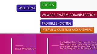 VMware System Administration Troubleshooting Based Interview Questions amp Answers [upl. by Ohce]