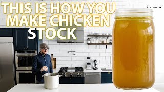 Homemade Roasted Chicken Stock Recipe Bone Broth [upl. by Lightman887]