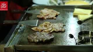 Bangkok Street Food  Beef Steak With French Fry With Mayonnaise And Chilli Sauce At Salaya [upl. by Eanod]