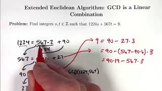 Extended Euclidean Algorithm GCD is a Linear Combination [upl. by Enra]