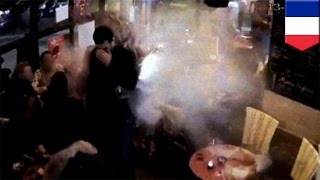 Paris attacks Video of Brahim Abdeslam suicide bomb at Comptoir Voltaire restaurant  TomoNews [upl. by Tonry]