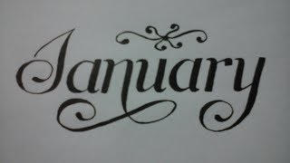 calligraphy writing for beginners with normal pen  January [upl. by Garrett486]