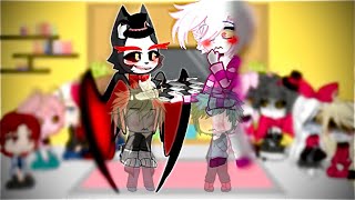 Bnha amp Hazbin Hotel react to   Bnha x Hazbin Hotel AU  Deku as Angel Dust amp Bakugo as Husk [upl. by Aratal468]