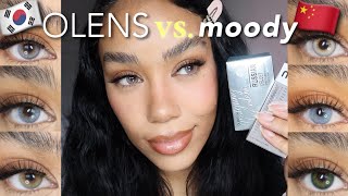 OLENS VS MOODY LENS Comparison Review amp TryOn Testing Korea amp China Contacts [upl. by Aselehc]