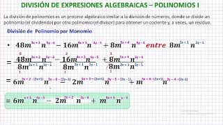 División de Expresiones Algebraicas Polinomios I [upl. by Ayiram]