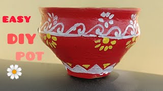 Easy Diy Pot Painting  How to Paint a pot  DIY aesthetic pot decoration  Pot decoration [upl. by Yllil]