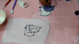 2D fondant cake topper making idea  cats cake topper making idea [upl. by Oballa]