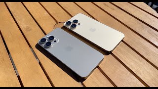 GOLD Vs NATURAL TITANIUM  iPhone 15 Pro Max Vs 14 Pro Max Comparison in real light life [upl. by Lalla492]