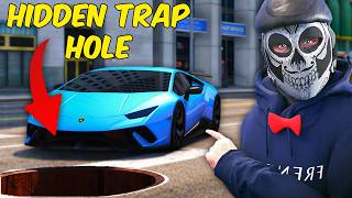 Using a Secret Trap Hole to Steal Cars in GTA5 RP [upl. by Ydnes]