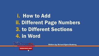 How to Add Different Page Numbers to Different Sections in Word  TechTricksGh [upl. by Einahteb]