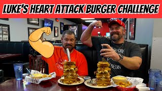 Lukes Breakfast and Burgers Heart Attack Challenge with Randy Santel [upl. by Yelkreb]