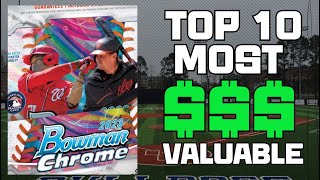 TOP 10 MOST VALUABLE CARDS IN 2023 BOWMAN CHROME [upl. by Marmion126]