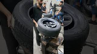 Tubeless tyre change  mechanic  new tyres  automobile dubai car technology hydraulic wheels [upl. by Names148]