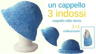 TUTORIAL Cappello rafia ritortacrochet hatlafatatuttofare [upl. by Llorrac377]