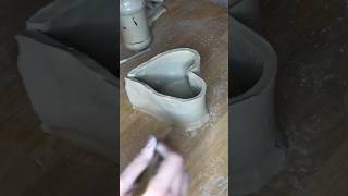 Heart vase from clay youtubeshorts pottery ceramics handmadeceramics hearttouching heart [upl. by Mala317]