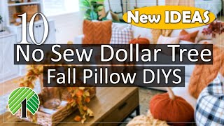 10 No sew Dollar Tree Fall amp Halloween DIY pillows  easy budget 💲home decor [upl. by Jotham]