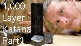 Hand forging a 1000 Layer Damascus Katana Pt1 [upl. by Carrington337]