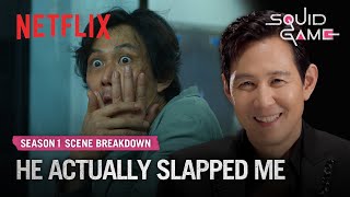 Lee Jungjae breaks down the ddakji scene with Gong Yoo  Squid Game  Netflix [upl. by Urbani]