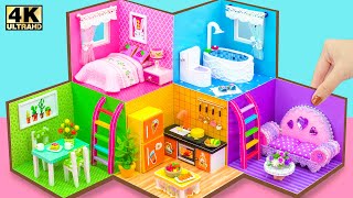 Make Simple 5 Color House with 5 Amazing Room from Cardboard for a family ❤️ DIY Miniature House 44 [upl. by Sirap341]