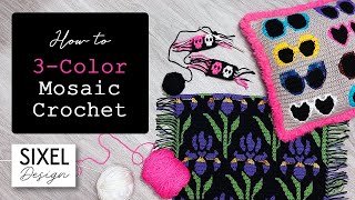 3 Color Mosaic Crochet Tutorial  Sixel Design [upl. by Anileve911]