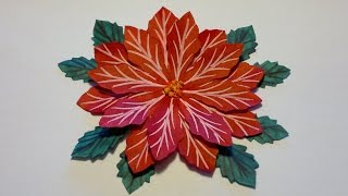 DIY Julestjerne blomst af papir Poinsettia Christmas in July [upl. by Robina195]