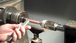 Turning a pair of wooden knitting needles [upl. by Skelly]