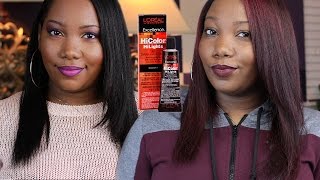 How to Coloring My Texlaxed Hair NO BLEACH using Loreal HiColor Highlights Magenta [upl. by Cynar]