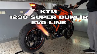 KTM Super Duke R 1290 Akrapovic Evo Line Cold start amp Flames [upl. by Enahpets]