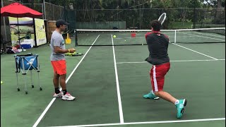 Tennis training Coach Dabul with Federico Gomez D1 college player Nadal Federer Murray drills [upl. by Galliett875]