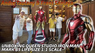 Andre Taulany amp Frans Sanjaya Unboxing Iron Man mark 85 Life Size  11 scale  Queen Studio [upl. by Giliana]