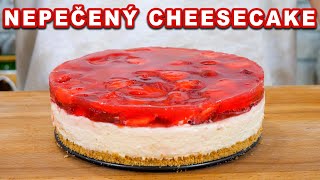 Nepečený cheesecake s jahodovým želé  Viktor Nagy  recepty [upl. by Berrie]